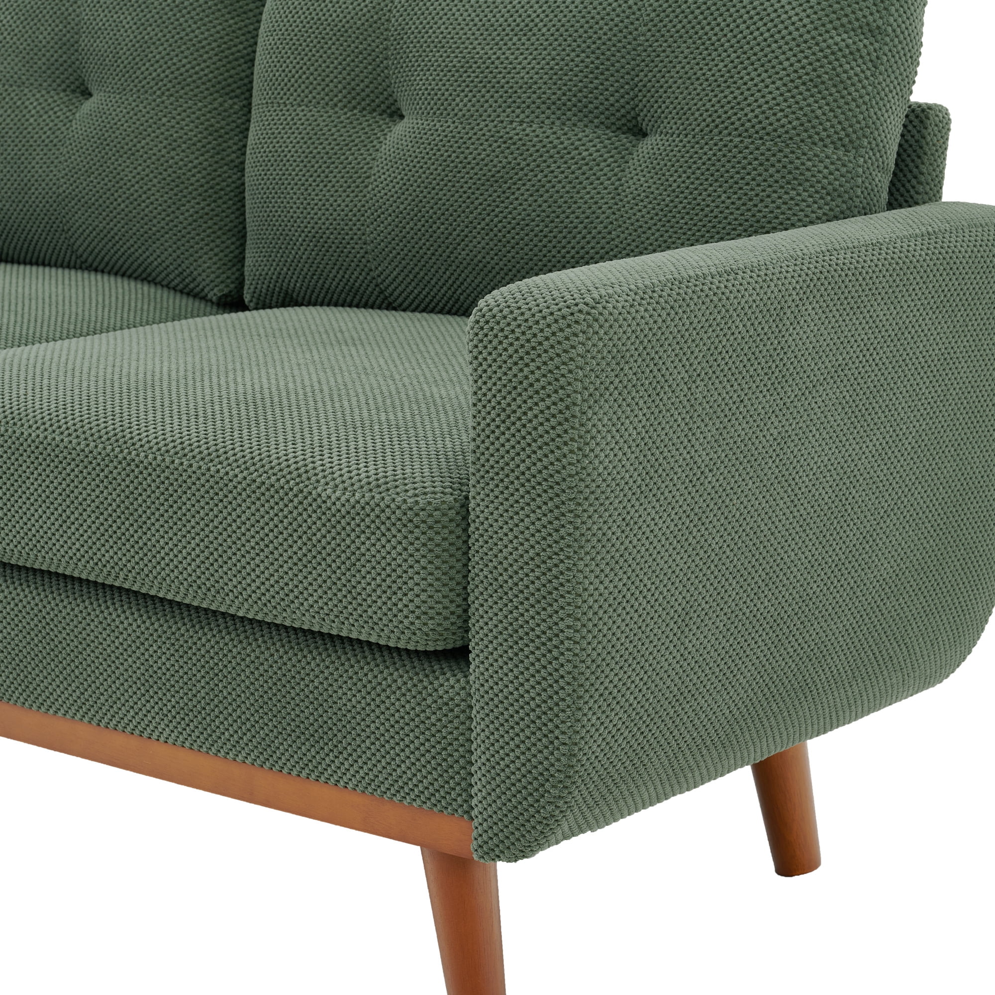 Leumius 65" Modern 2-Seater Sofa Upholstered Loveseat Sofa Couch with olid Wood Legs for Living Room,Apartment,Bedroom,Dark Green