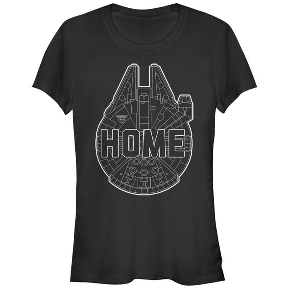 Junior's Star Wars The Force Awakens Millennium Falcon Home Graphic Tee Black Small