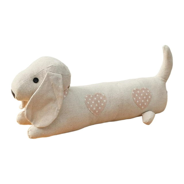 Tope de puerta con forma de perro con peso, escultura decorativa de tela con peso, juguete de peluche para Corazón rosa