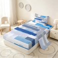 thumbnail image 2 of Manfei Abstract Ombre Rectangle Twin Sheets, Blue Black Gray Bedding, Gray Reversible 3-Piece1 Flat Sheet + 1 Fitted Sheet + 1 Pillowcase, 2 of 6