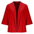 thumbnail image 4 of jtjvou Women's 3/4 Sleeve Cropped Cardigan Casual Faux Suede Lapel Open Front Coats Loose Solid Color Cardigans for Women Trendy Red M, 4 of 6