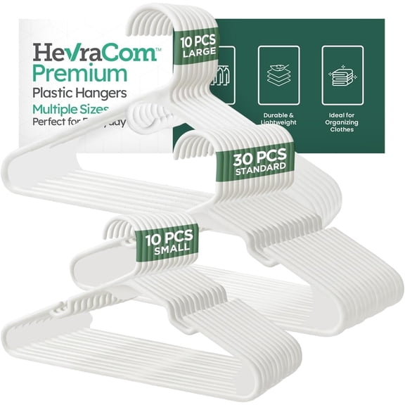 HevraCom 50-Pack Family Plastic Clothes Hangers White