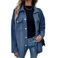 thumbnail image 2 of Futezty Womens Knit Long Shacket Jacket Oversized Casual Blouses Button Down Collared Dressy Shirts, 2 of 5