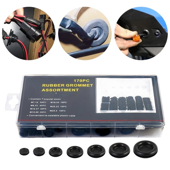 170pcs Rubber Grommet Kit Wire Ring Electrical Conductor Gasket Washer Seal Assorted Kit For Wire Plug Grommets In Leaky Faucets Hoses Repair Etc