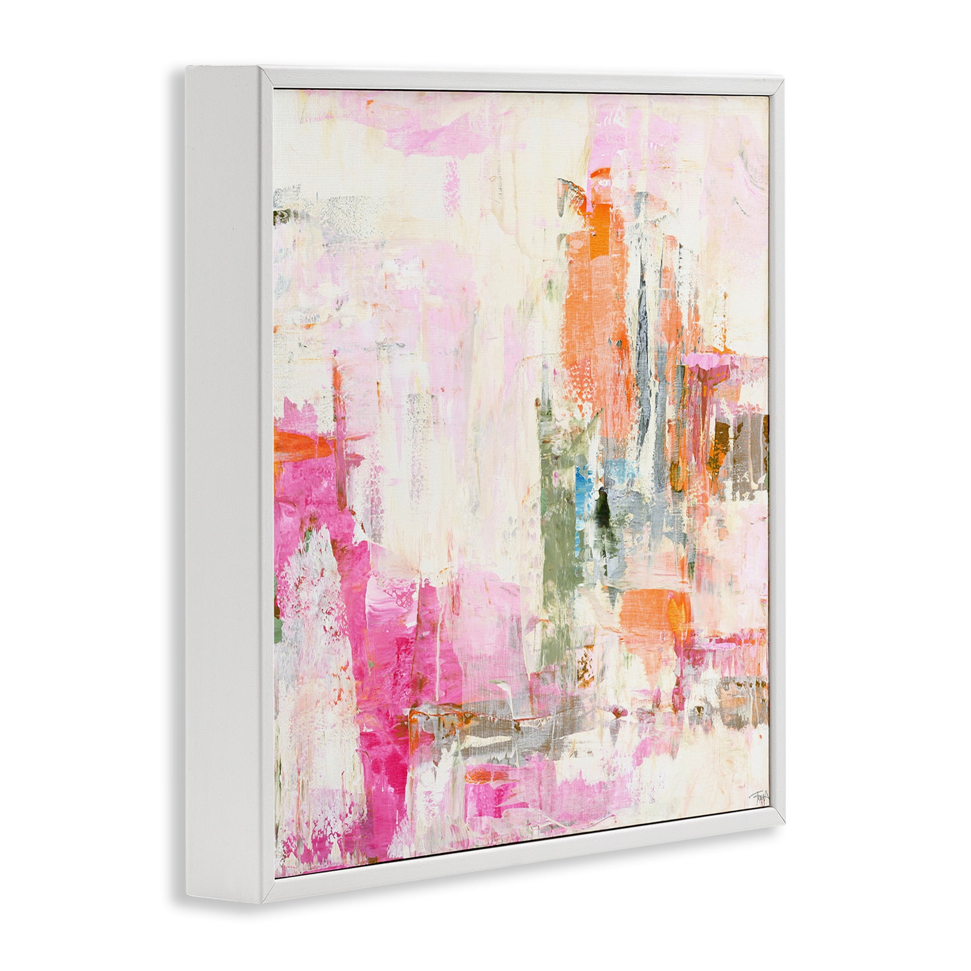 Stupell Industries New Age Pink Abstract White Framed Giclee Art, design by Design Fabrikken