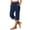 Blue#2, variant on Hvogkswy Linen Capri Pants for Women Solid Color Elastic High Waisted 3/4 Length Pants with Pockets Soft Comfy Summer Yoga Workout Casual Capri Pants