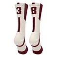 thumbnail image 1 of Player Id Maroon/White Number Crew Socks (#38, Medium) - #38,Medium, 1 of 3