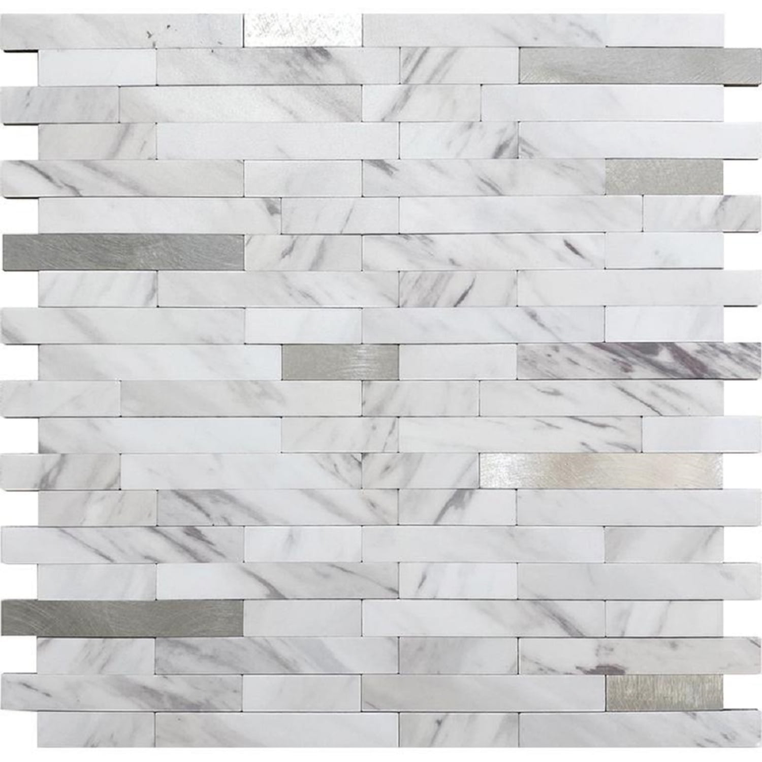 10 pack Stack White and Silver 11.8 in. x 10.23 in. Peel and Stick Backsplash Tile for Kitchen and Bathroom (9.26 Sq. / Case)