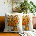 thumbnail image 5 of Orange Floral Autumn Throw Pillows Cover Watercolor Fall Sunflowers Vase Decor 20x20 Inch Seasonal Farmhouse Pillowcase for Living Room Sofa Outdoor Bedroom,Set of 2, 5 of 6