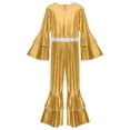 thumbnail image 5 of Haitryli Womens Shiny Metallic Flared Jumpsuit 70s Hippie Outfits Disco Party Festival Rave Romper Gold XL, 5 of 7