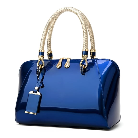 GASTROPOD Royal Blue Purse for Women Crossbody Shiny Patent Leather Handbags Dome Satchel Handbags Medium Size Medium Crossbody Bags for Women