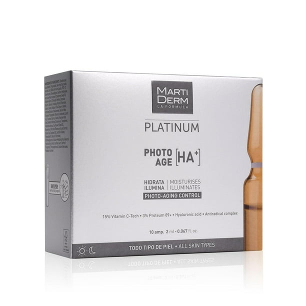 Ampolletas Faciales MartiDerm Platinum Super Hidratantes con Vitamina C Tech y Ácido Hialurónico