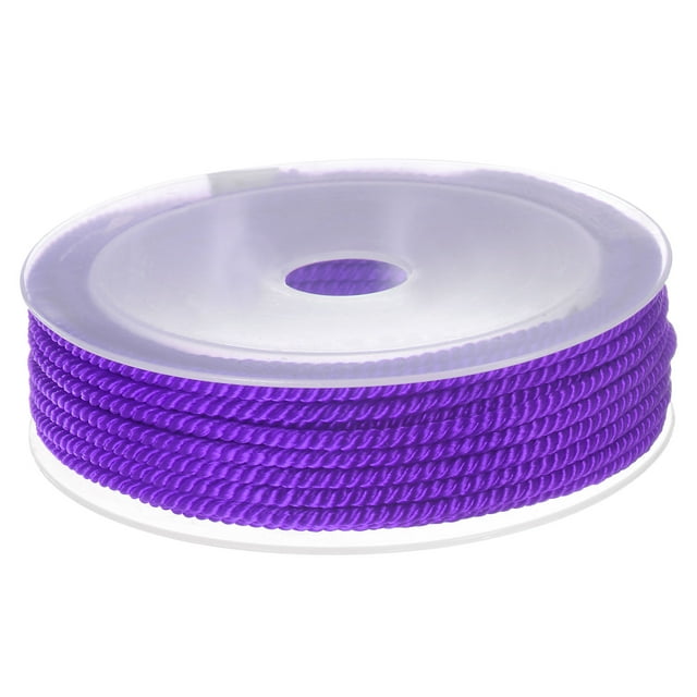 Unique Bargains Twisted Nylon Twine Thread Beading Cord 3mm 7M/23 Feet Extra Strong Braided Nylon String, Purple