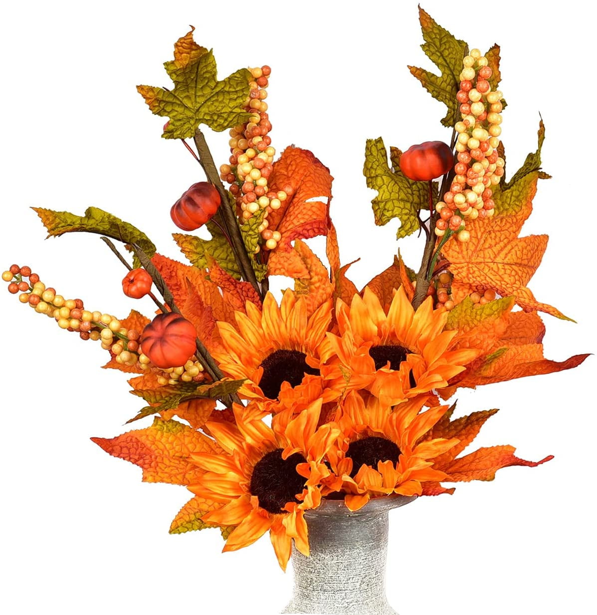 4 Pack Artificial Fall Maple Flowers Bundles Fake Silk Sunflowers