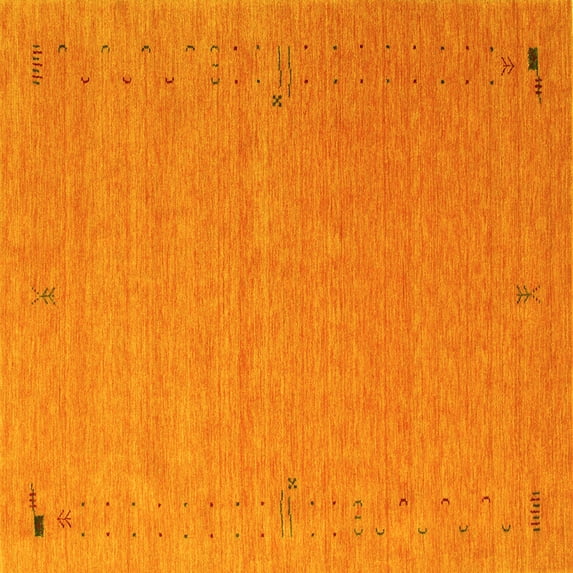 Ahgly Company Machine Washable Indoor Square Abstract Yellow Contemporary Area Rugs, 5' Square