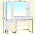 thumbnail image 7 of Amuzer Makeup Vanity Table with Lighted Mirror, Modern Vanity Desk with Drawers and LED Light, White, 7 of 7