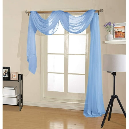 Black Sheer Scarf Valance Decotex Premium Sheer Voile Scarf Valance for Home & Event Designs (54
