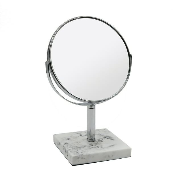 Better Homes Gardens Faux Marble Double Sided Vanity Mirror White Walmart Com Walmart Com