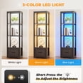 thumbnail image 3 of BROTTAR Display Shelf with 3 Color Lights, Curio Cabinet for Collectibles with Drawer, Display Case with Human Body Sensor, Black, 3 of 7