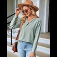 thumbnail image 4 of Blusas de Larga con Cuello en V para Mujer, Blusas Casuales Tipo Jersey, Blusas Holgadas y Elegantes, Blusas Tipo Túnica para Otoño. Verde Oscuro XXL, 4 of 10
