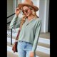 thumbnail image 4 of Blusas de Larga con Cuello en V para Mujer, Blusas Casuales Tipo Jersey, Blusas Holgadas y Elegantes, Blusas Tipo Túnica para Otoño. Verde Oscuro XL, 4 of 10