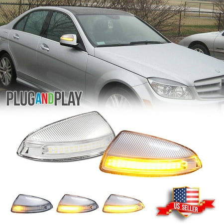 GTINTHEBOX Clear Amber LED Dynamic Side Mirror Signal Light For Benz W164 ML350 ML450 ML500