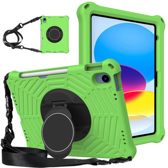 TECH CIRCLE iPad 10th Generation Case 2022 10.9 inch, Shockproof Rugged Drop Protection Cover with 360° Rotatable Kickstand & Shoulder Strap & Pencil Holder for 10.9" iPad Case 2022 Released, Green