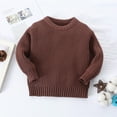 thumbnail image 2 of Curuila Toddler Girls Boys Tops Crew Neck Long Sleeve Solid Color Sweater Autumn Winter Warm Pullover Coat Jacket Brown Size 3-4 Years, 2 of 4