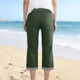 thumbnail image 6 of TaTaai Womens Casual Stripe Pants Cotton Linen Blend 7/8 Length Drawstring Waist Loose Fit Capri Trousers for Spring Summer Daily Wear Gift, 6 of 9