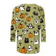 thumbnail image 5 of Riecok Womens 3/4 Sleeve Tops Crewneck Funny Ghost Printed Loose Shirts Loose Casual Blouses Multicolor 2XL, 5 of 5