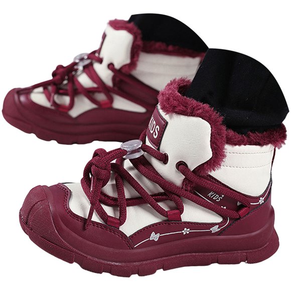 Ymyiu Waterproof Kids Snow Boots Insulated Warm Fleece Lined Winter Boots for Toddlers, Boys Boys Snow Boots (Wine,11-11.5 Years)