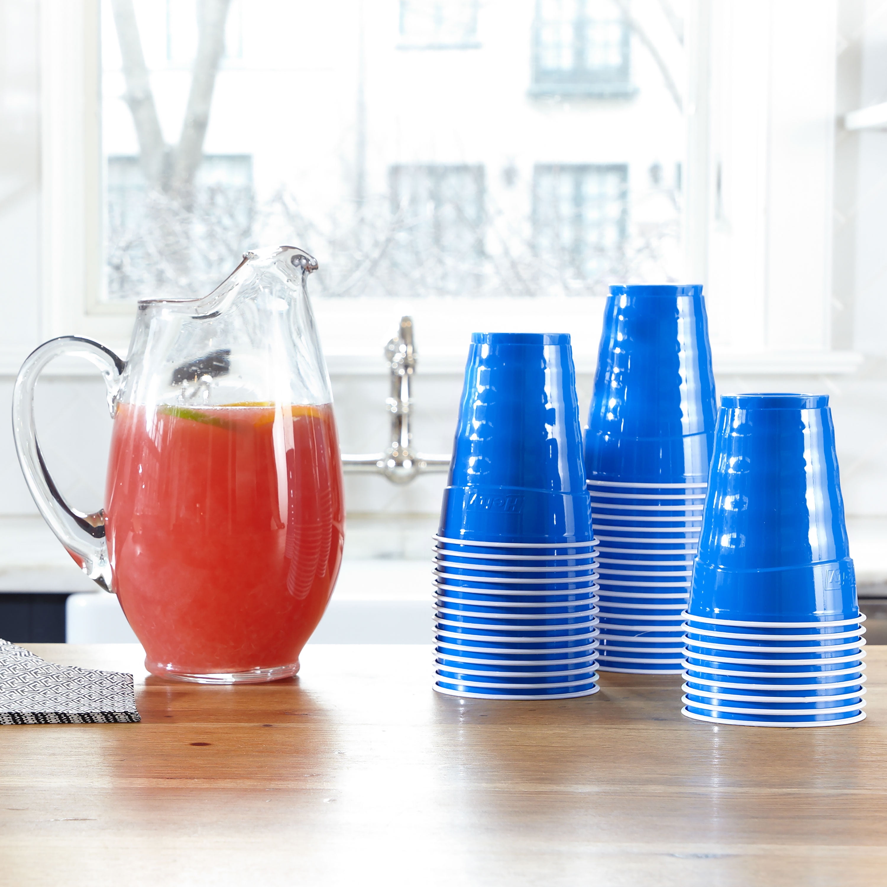 Hefty Party On Disposable Plastic Cups, Marine Blue, 18 oz, 120 Count