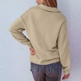 thumbnail image 6 of BiZtdJrK Womens Waffle V Neck Sweater Lapel Collar Long Sleeve Pullover Tops Casual Lightweight Plain Sweatshirts Beige M, 6 of 10