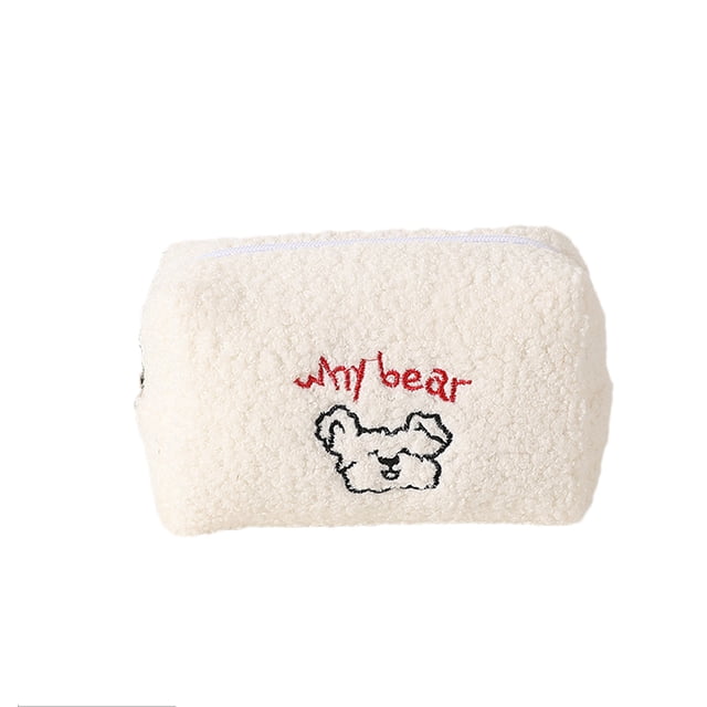 Yhmxh Organizadores y almacenamiento Bolsa de maquillaje con diseño de oso y cordero, bolsa de almacenamiento de gran capacidad con forma de corazón para niña, bolsa para bolígrafos