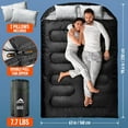thumbnail image 6 of Double Sleeping Bag for Adults Mens with Pillow, XL Queen Size Two Person All Season Camping Hiking Backpacking 2 Bags Cold Weather & Warm, 6 of 6