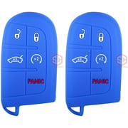 2x New Key Fob Remote Fobik 5 Buttons Silicone Cover Fit/For Dodge Jeep
