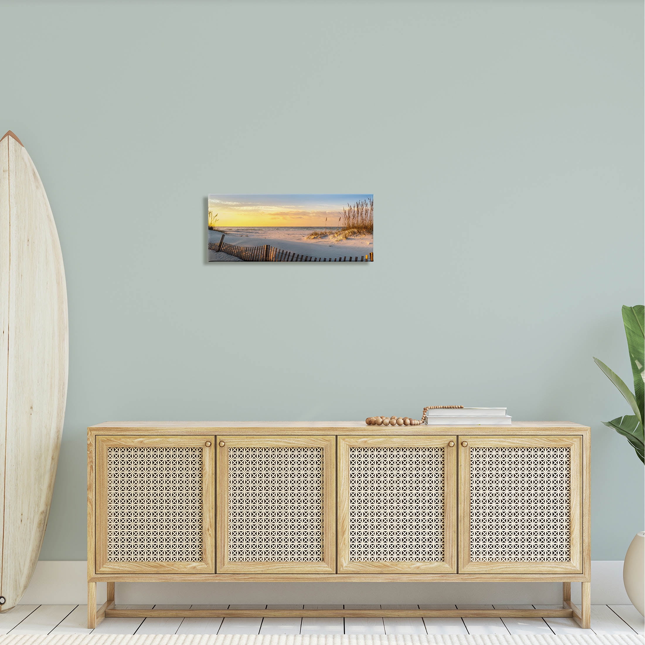 Stupell Industries Panoramic Coastal Beach Sunrise Photograph Gallery Wrapped Canvas Print Wall Art, Design by H.J. Herrera