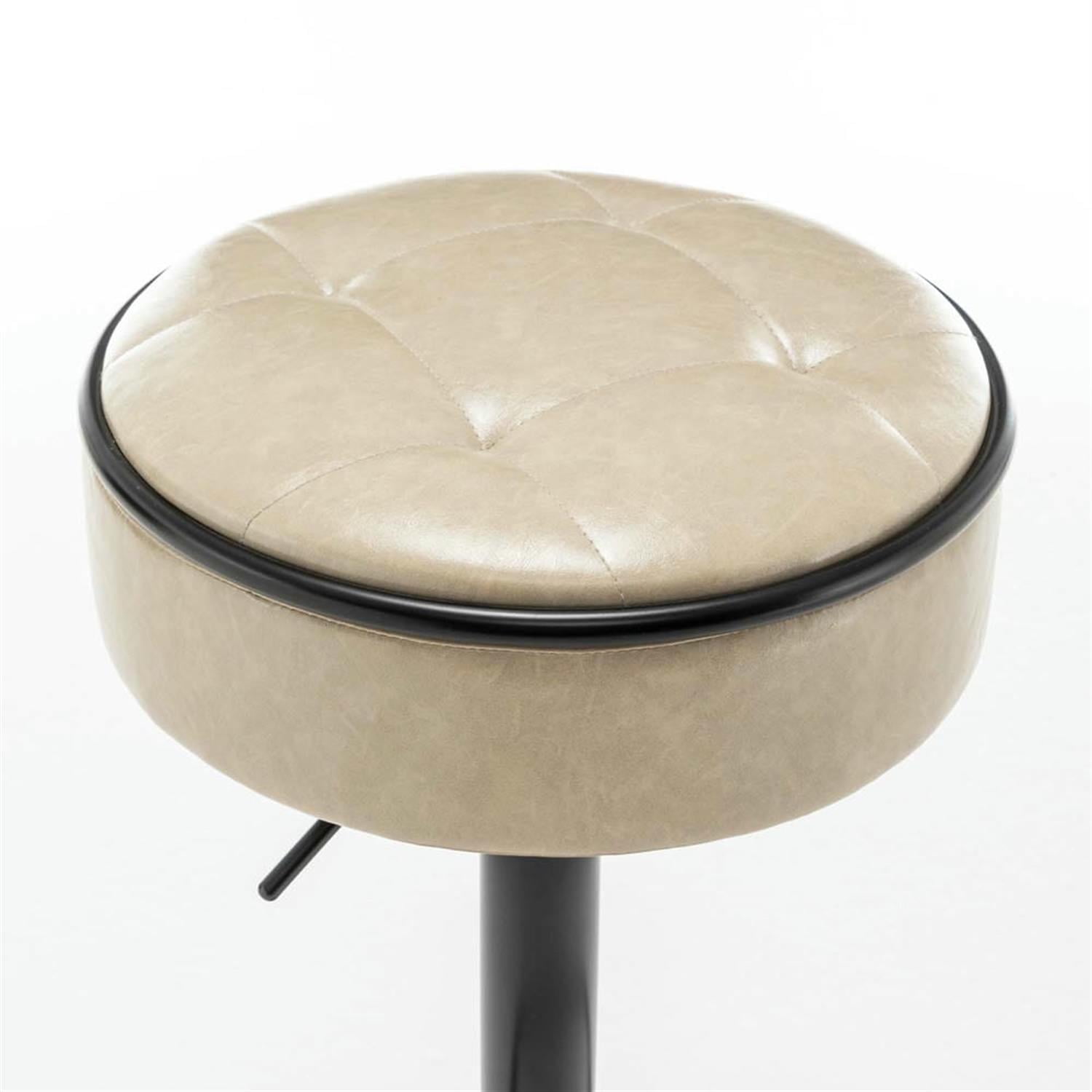 Demi Bonn 28" Adjustable Counter Height Bar Stools Set of 2, Faux Leather Swivel Barstools, Kitchen Island Countertop Chairs for Dining Room, Beige