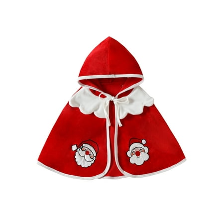 

Gzhioc Toddler Baby Girls Christmas Cape Cute Hooded Poncho Cloak Santa Snowman Reindeer Costume 6 Months-4 Years