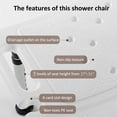thumbnail image 3 of Shower Chair with Adjustable Legs Up to 220lb Non-slip Shower Bench Waterproof Bath Chair for Elderly  Removable Back, 3 of 6