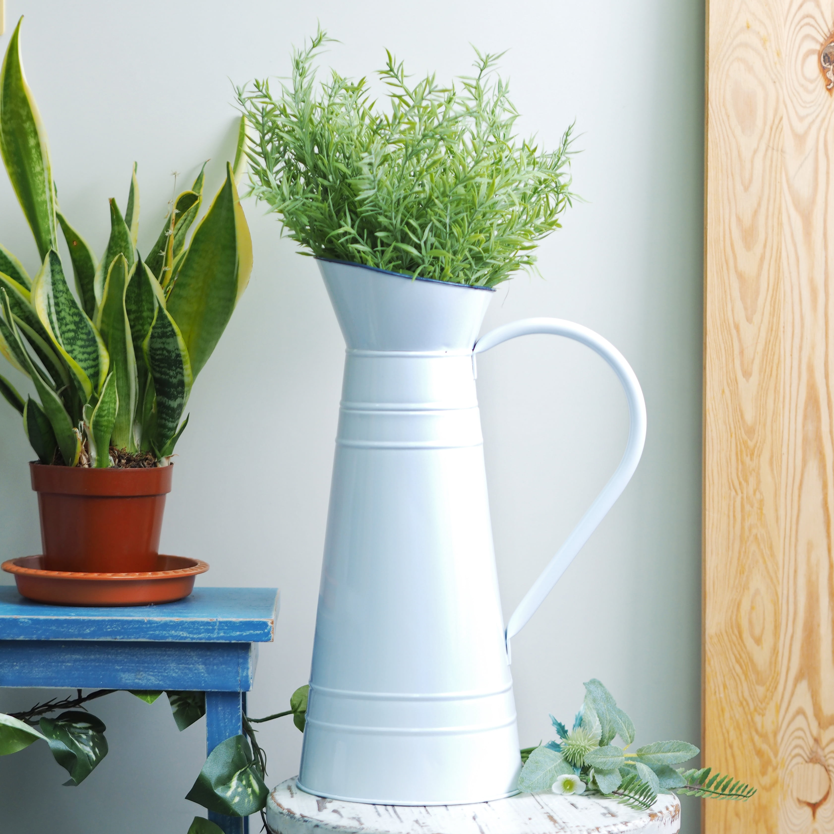 Mainstays Floral Iron Ceramic Pitcher, 15", White