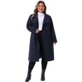 thumbnail image 3 of DARING DIVA Women's Plus Size Long Sleeve Stand Collar Trench Coat 4X Dark Blue, 3 of 6