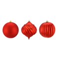 thumbnail image 2 of 3ct Red Shatterproof 3-Finish Onion and Ball Christmas Ornaments 4.75" (120mm), 2 of 2