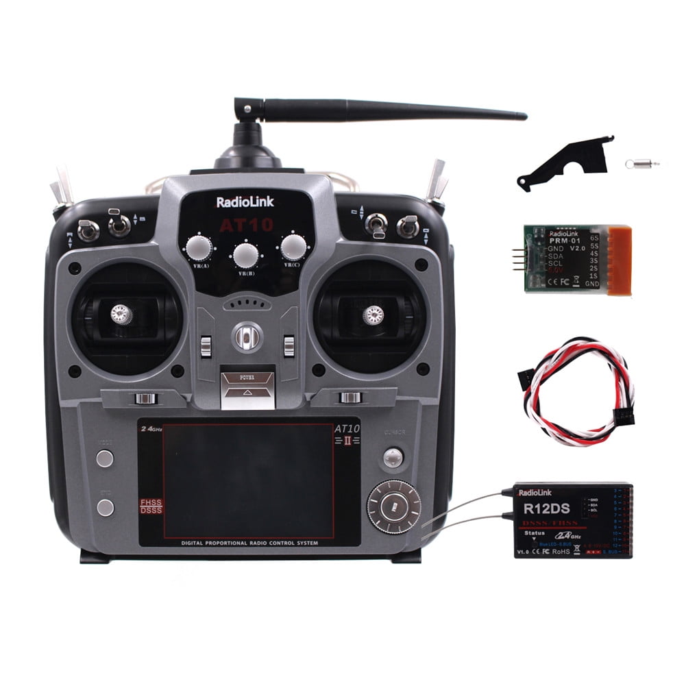 sværd Prevail innovation Radiolink AT10II 12CH RC Transmitter and Receiver R12DS 2.4GHz DSSS&FHSS  Spread Radio Remote Controller for RC Drone/Fixed  Wing/Multicopters/Helicopter - Left Hand Throttle - Walmart.com