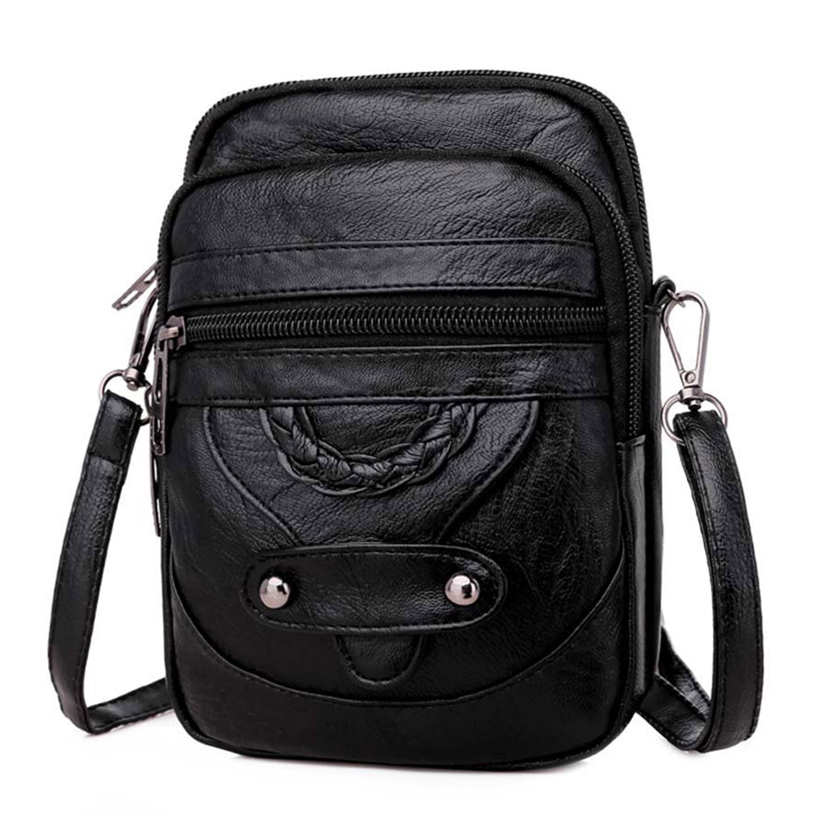 Red Clutch Bag Small Multi Pocket Cross Body Shoulder Bag Lightweight Slim Purse 