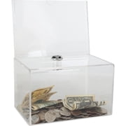MCB Clear Acrylic Donation Collection Box with Back 4 x 6 Sign Display With Lock