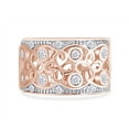 thumbnail image 2 of Round Cut White Cubic Zirconia Floral Wide Band Ring For Women In 14K Rose Gold Plated 925 Sterling Silver (Color: White, Clarity: VVS1-VVS2) -7, 2 of 6