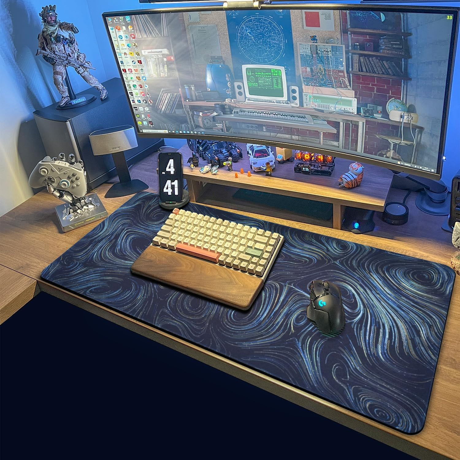 XLarge Gaming Mouse Pad Extended XL Long Soft Silk Fluid Fabric & Nonslip Rubber Base 31.5x15.75 Inch Computer Keyboard Mat for Gamers, Office Use Perfect for Company and Home