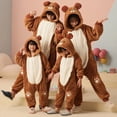 thumbnail image 1 of Conjunto de Pijamas para padres e hijos, ropa de dormir Unisex con capucha, de invierno, grueso, mono de dinosaurio de dibujos animados, 1 of 4