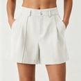 thumbnail image 2 of Hurxie Bermuda Shorts for Women Summer Dressy Casual Elastic High Waisted Wide Leg Knee Length Shorts with Pockets White,XXS, 2 of 5